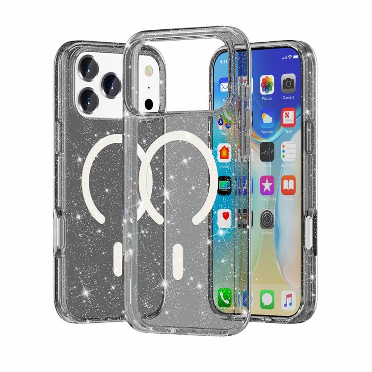 Terminator Style Glitter Powder MagSafe Magnetic Phone Case, For iPhone 17 Pro Max, For iPhone 17 Pro, For iPhone 17