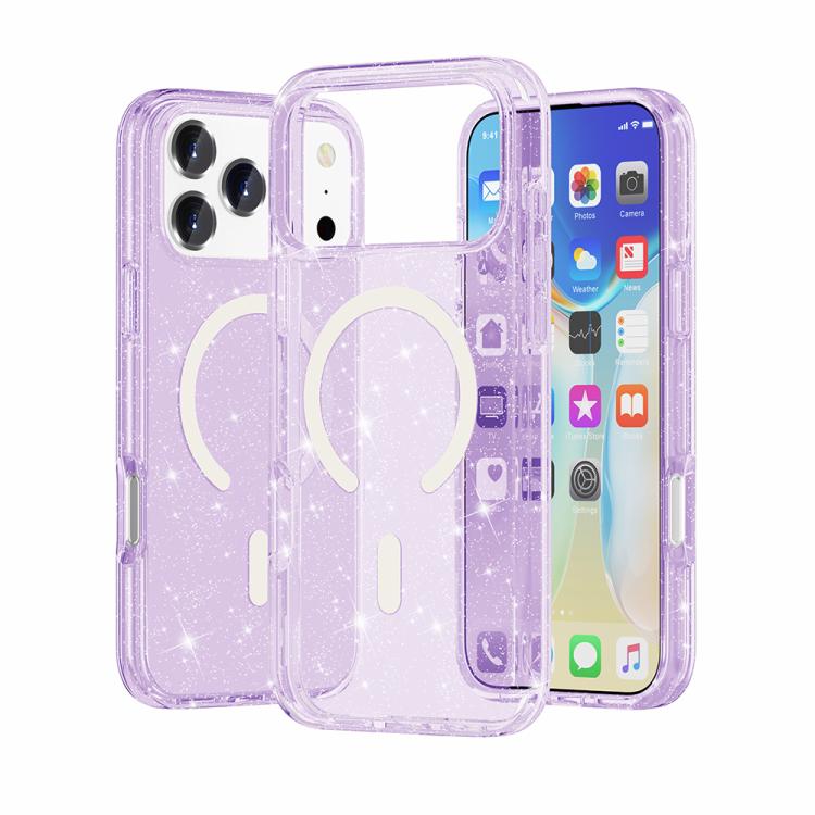Terminator Style Glitter Powder MagSafe Magnetic Phone Case, For iPhone 17 Pro Max, For iPhone 17 Pro, For iPhone 17