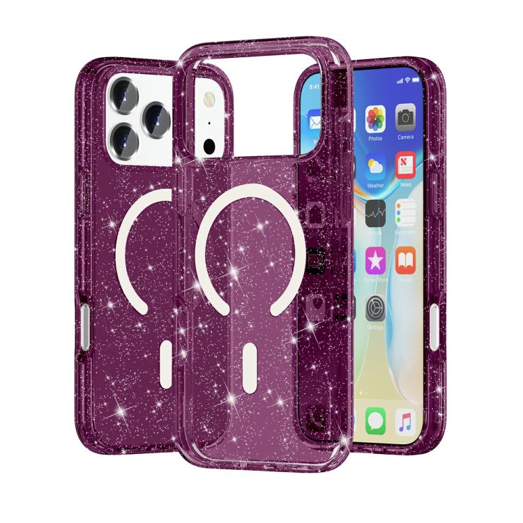 Terminator Style Glitter Powder MagSafe Magnetic Phone Case, For iPhone 18 Pro / 17 Pro, For iPhone 18 Pro Max / 17 Pro Max