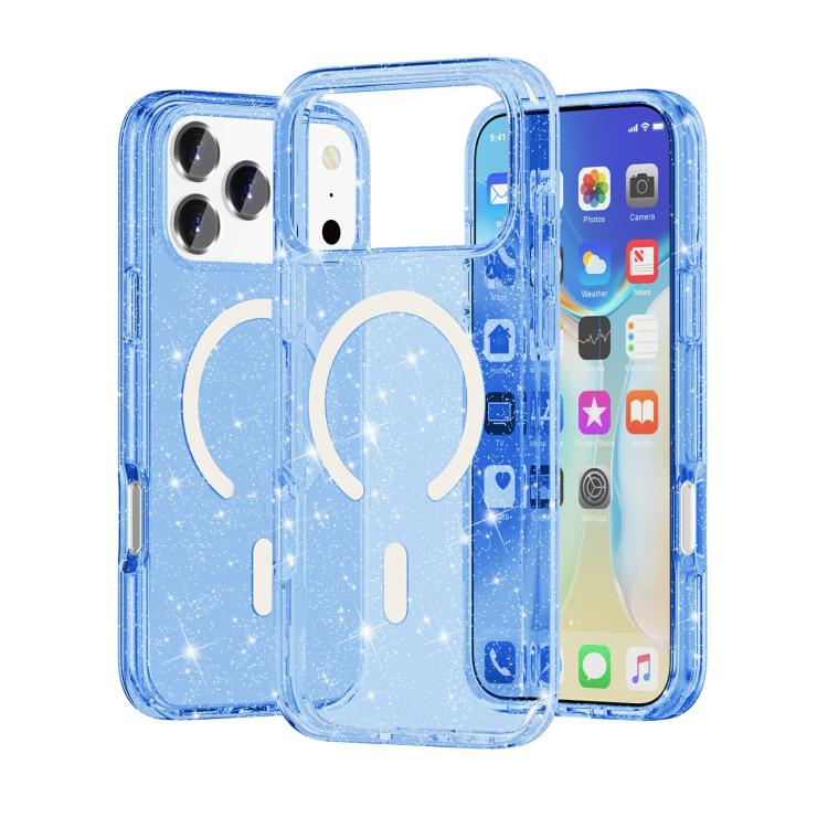 Terminator Style Glitter Powder MagSafe Magnetic Phone Case, For iPhone 18 Pro / 17 Pro, For iPhone 18 Pro Max / 17 Pro Max