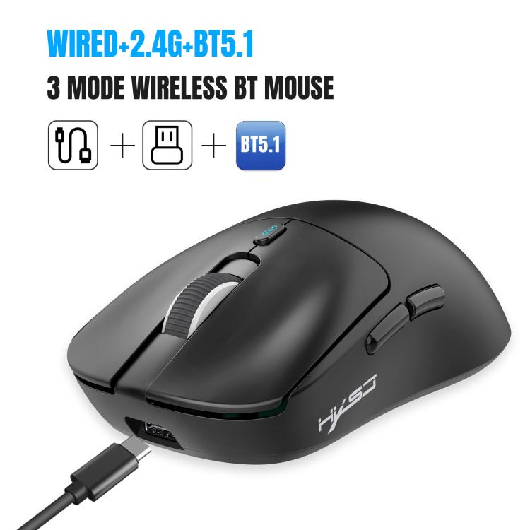 HXSJ T68 3 Modes Wired 2.4G BT5.1 Wireless Lightweight Gaming Mouse