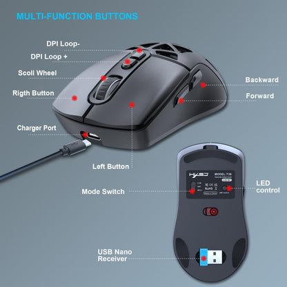 HXSJ T26 Dual Modes 2.4G BT5.1 Rechargeable Wireless Mouse
