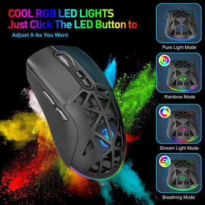 HXSJ T26 Dual Modes 2.4G BT5.1 Rechargeable Wireless Mouse, T26