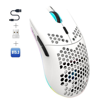 HXSJ T66 3 Modes Wired 2.4G BT5.3 Wireless RGB Rechargeable Mouse