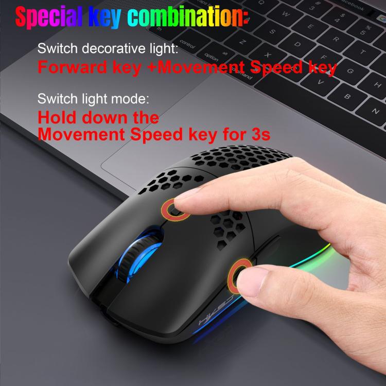 HXSJ T66 3 Modes Wired 2.4G BT5.3 Wireless RGB Rechargeable Mouse