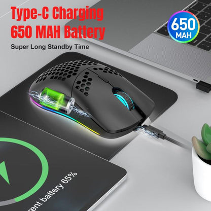 HXSJ T66 3 Modes Wired 2.4G BT5.3 Wireless RGB Rechargeable Mouse