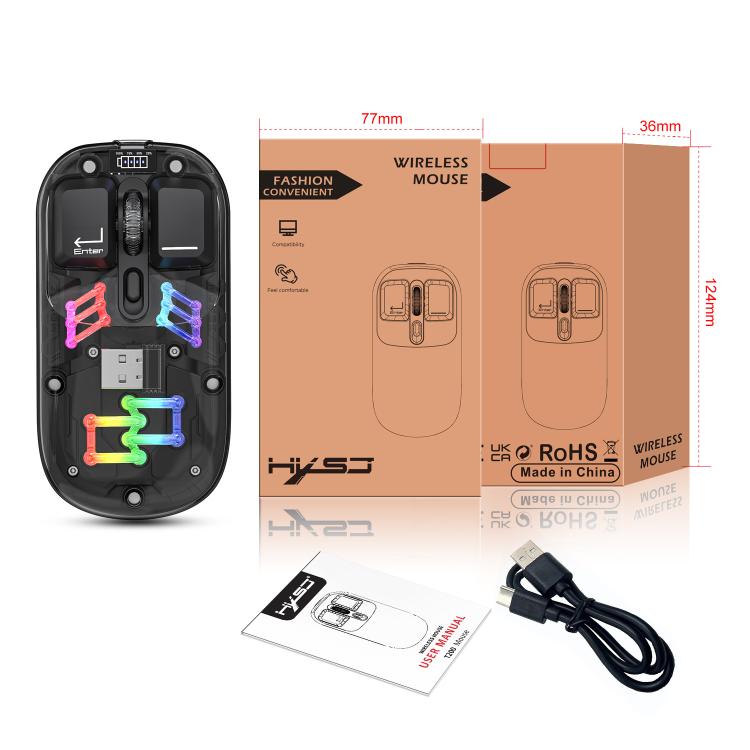 HXSJ T200 Dual Modes 2.4G BT5.0 Transparent RGB Wireless Mouse