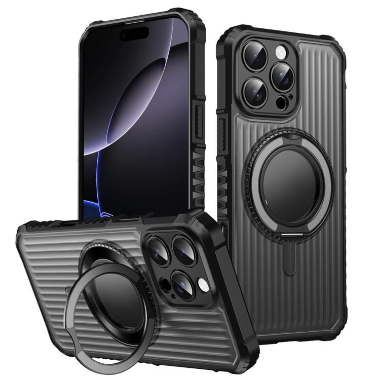 Skin Sense Rotation Stand Semi-transparent Magsafe Phone Case, For iPhone 16e, For iPhone 16 Pro Max, For iPhone 16 Pro