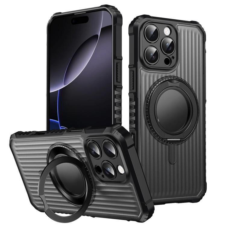 Skin Sense Rotation Stand Semi-transparent Magsafe Phone Case, For iPhone 17e / 16e, For iPhone 16 Pro Max, For iPhone 16 Pro