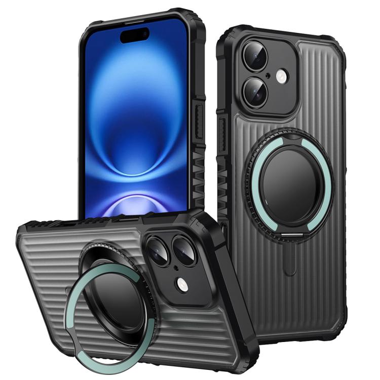 Skin Sense Rotation Stand Semi-transparent Magsafe Phone Case, For iPhone 16 Plus, For iPhone 16, For iPhone 15 Pro Max