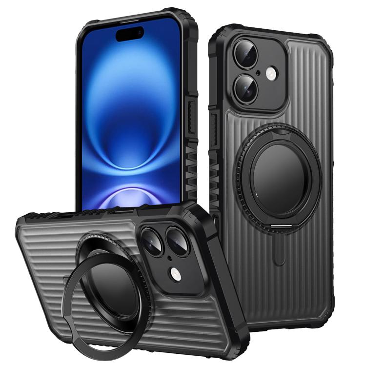 Skin Sense Rotation Stand Semi-transparent Magsafe Phone Case, For iPhone 16 Plus, For iPhone 16, For iPhone 15 Pro Max