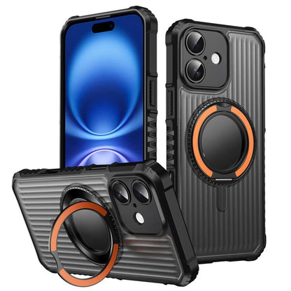 Skin Sense Rotation Stand Semi-transparent Magsafe Phone Case, For iPhone 16 Plus, For iPhone 16, For iPhone 15 Pro Max