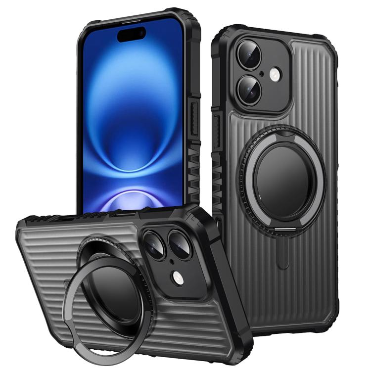 Skin Sense Rotation Stand Semi-transparent Magsafe Phone Case, For iPhone 16 Plus, For iPhone 16, For iPhone 15 Pro Max