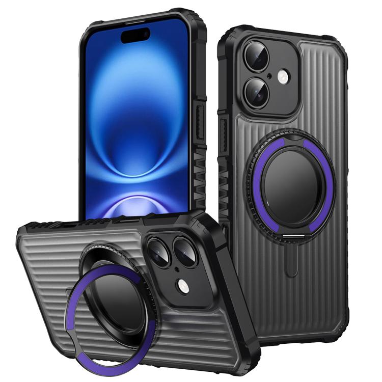 Skin Sense Rotation Stand Semi-transparent Magsafe Phone Case, For iPhone 16 Plus, For iPhone 16, For iPhone 15 Pro Max