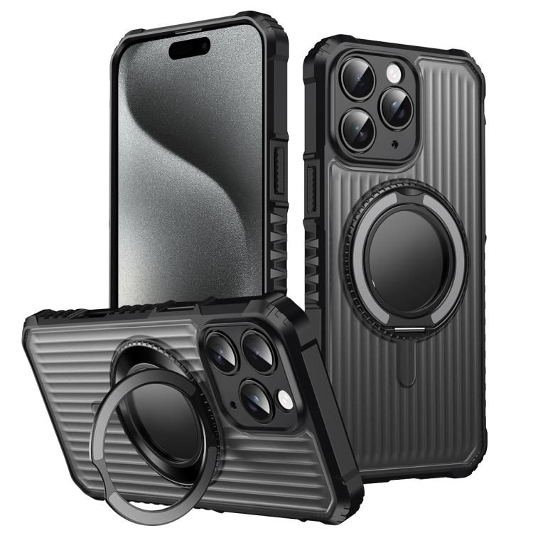 Skin Sense Rotation Stand Semi-transparent Magsafe Phone Case, For iPhone 16 Plus, For iPhone 16, For iPhone 15 Pro Max