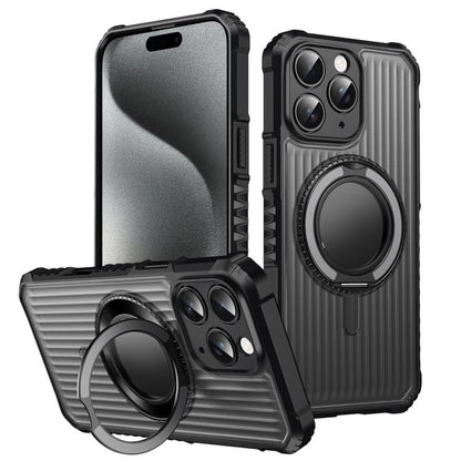 Skin Sense Rotation Stand Semi-transparent Magsafe Phone Case, For iPhone 16 Plus, For iPhone 16, For iPhone 15 Pro Max