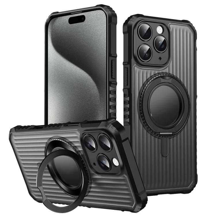 Skin Sense Rotation Stand Semi-transparent Magsafe Phone Case, For iPhone 16 Plus, For iPhone 16, For iPhone 15 Pro Max