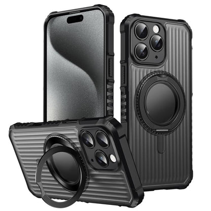 Skin Sense Rotation Stand Semi-transparent Magsafe Phone Case, For iPhone 16 Plus, For iPhone 16, For iPhone 15 Pro Max