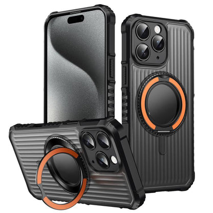 Skin Sense Rotation Stand Semi-transparent Magsafe Phone Case, For iPhone 16 Plus, For iPhone 16, For iPhone 15 Pro Max