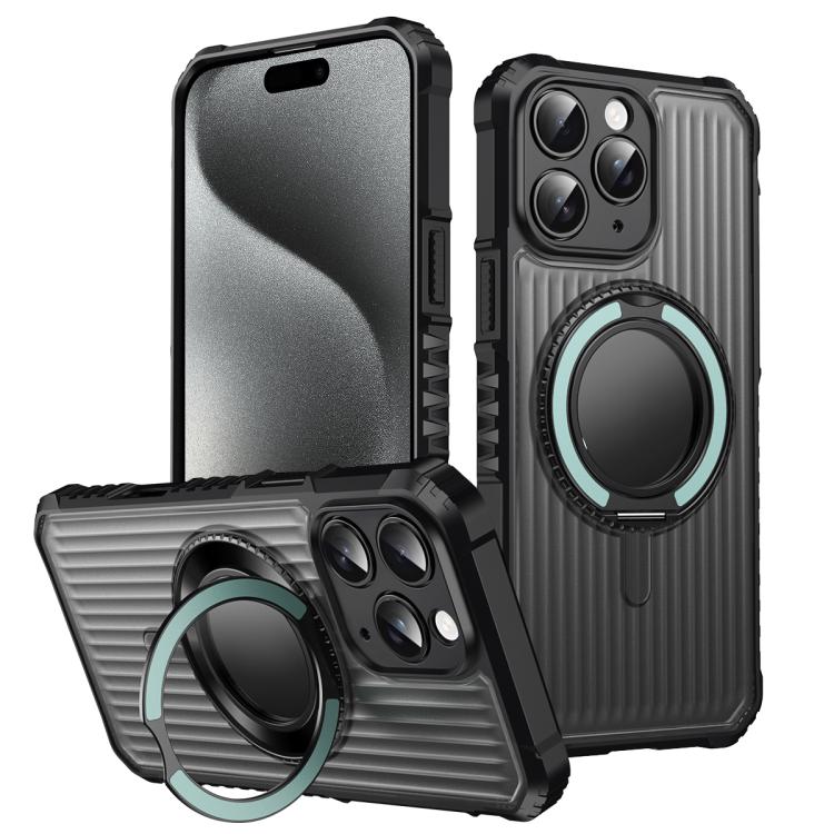 Skin Sense Rotation Stand Semi-transparent Magsafe Phone Case, For iPhone 15 Pro, For iPhone 15 Plus, For iPhone 15