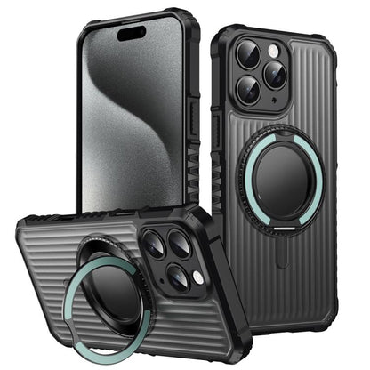 Skin Sense Rotation Stand Semi-transparent Magsafe Phone Case, For iPhone 15 Pro, For iPhone 15 Plus, For iPhone 15