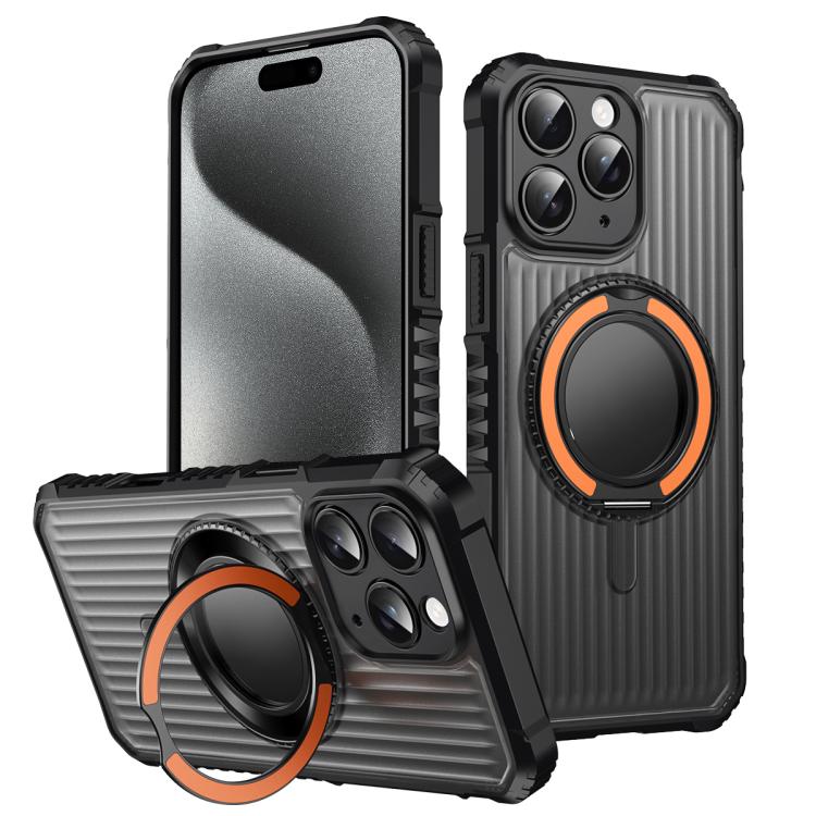 Skin Sense Rotation Stand Semi-transparent Magsafe Phone Case, For iPhone 15 Pro, For iPhone 15 Plus, For iPhone 15