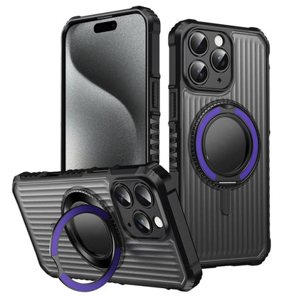 Skin Sense Rotation Stand Semi-transparent Magsafe Phone Case, For iPhone 15 Pro, For iPhone 15 Plus, For iPhone 15