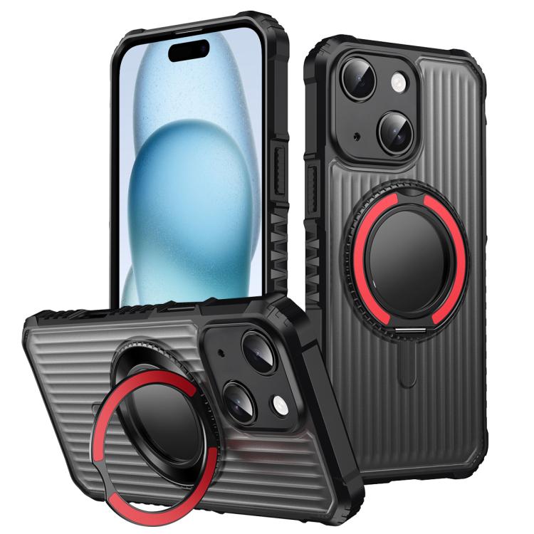 Skin Sense Rotation Stand Semi-transparent Magsafe Phone Case, For iPhone 15 Pro, For iPhone 15 Plus, For iPhone 15