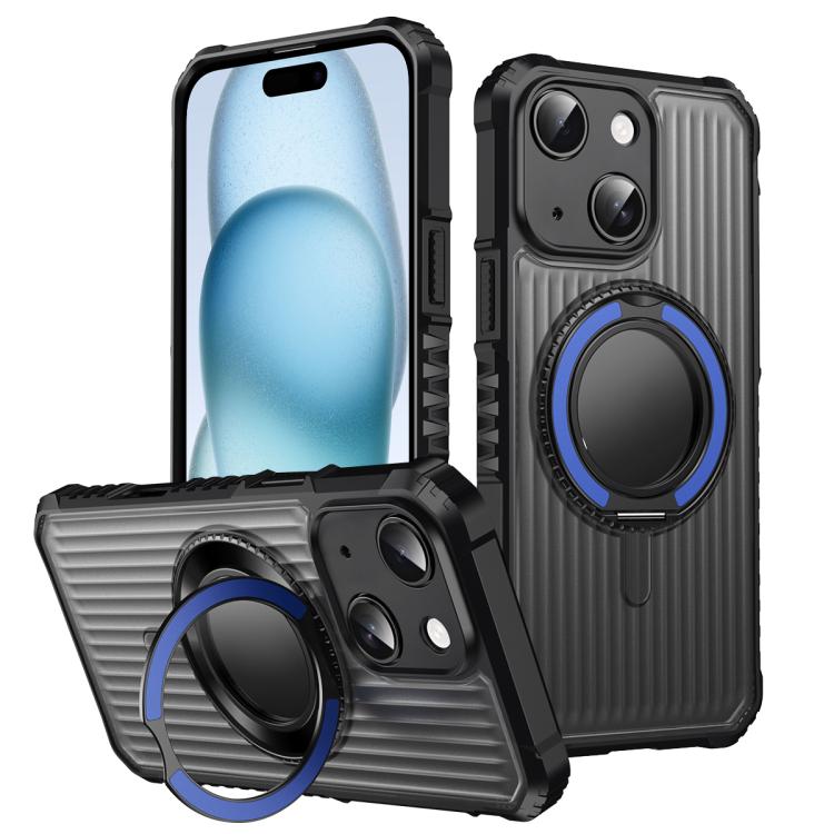 Skin Sense Rotation Stand Semi-transparent Magsafe Phone Case, For iPhone 15 Pro, For iPhone 15 Plus, For iPhone 15