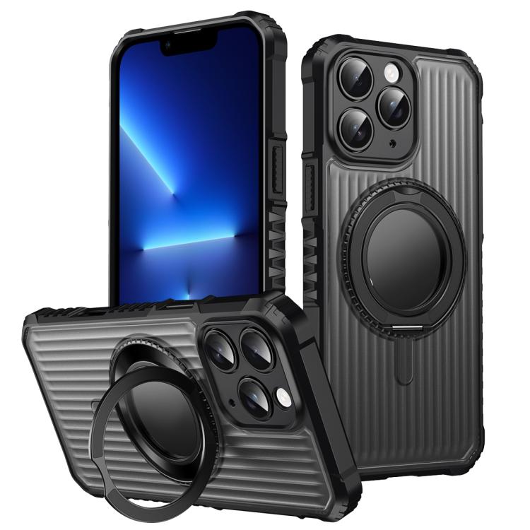 Skin Sense Rotation Stand Semi-transparent Magsafe Phone Case, For iPhone 14 Pro Max, For iPhone 13 Pro Max, For iPhone 13 Pro