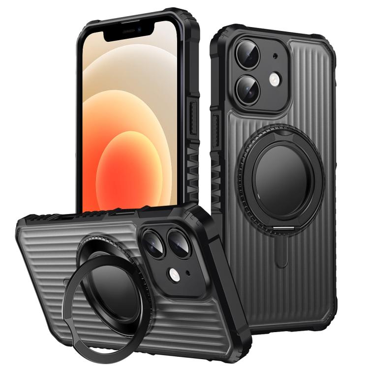 Skin Sense Rotation Stand Semi-transparent Magsafe Phone Case, For iPhone 13, For iPhone 12, For iPhone 12 Pro Max