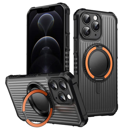 Skin Sense Rotation Stand Semi-transparent Magsafe Phone Case, For iPhone 13, For iPhone 12, For iPhone 12 Pro Max