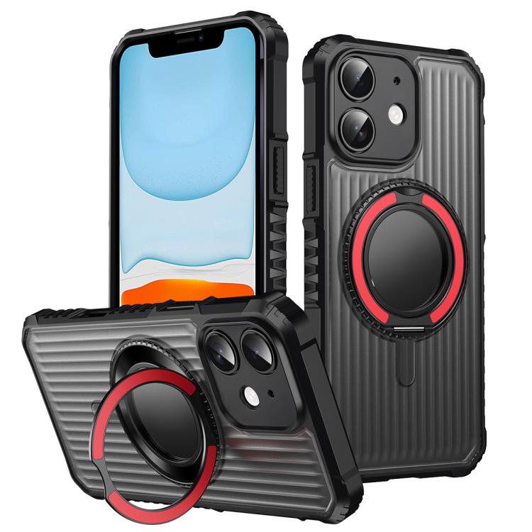 Skin Sense Rotation Stand Semi-transparent Magsafe Phone Case, For iPhone 12 Pro, For iPhone 11