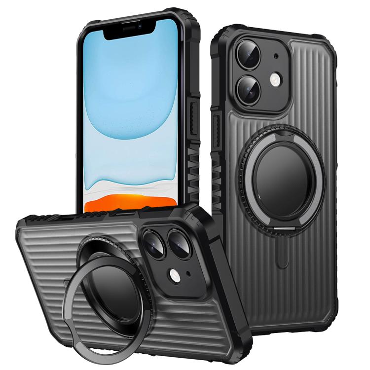 Skin Sense Rotation Stand Semi-transparent Magsafe Phone Case, For iPhone 12 Pro, For iPhone 11