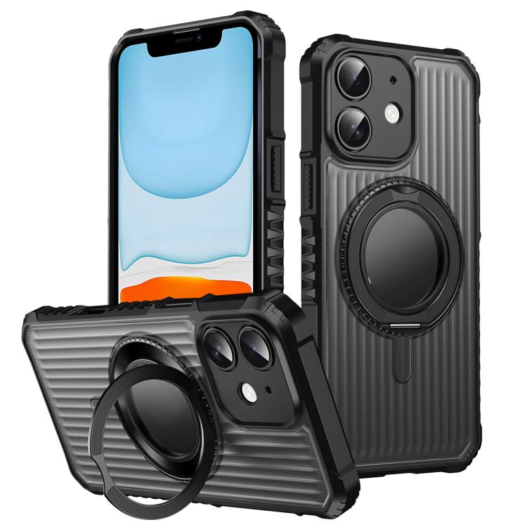 Skin Sense Rotation Stand Semi-transparent Magsafe Phone Case, For iPhone 12 Pro, For iPhone 11