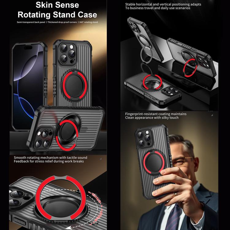 Skin Sense Rotation Stand Semi-transparent Magsafe Phone Case, For iPhone 12 Pro, For iPhone 11