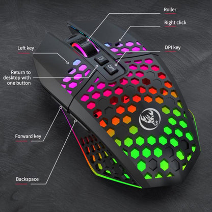 HXSJ T500 Hole Mouse 2.4G Backlight Rechargeable Wireless Mouse