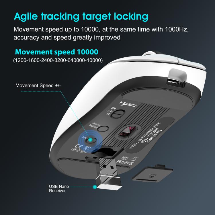 HXSJ T700 Tri-mode Lightweight Wireless Mouse