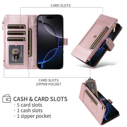 Crossbody Strap RFID Blocking Zipper Wallet Leather Phone Case, For iPhone 16e, For iPhone 16 Pro Max, For iPhone 16 Pro, For iPhone 16 Plus