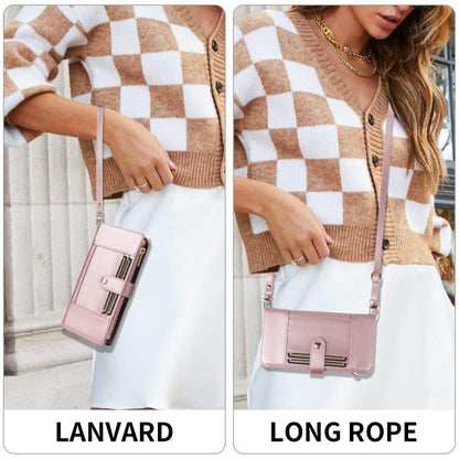 Crossbody Strap RFID Blocking Zipper Wallet Leather Phone Case, For iPhone 16e, For iPhone 16 Pro Max, For iPhone 16 Pro, For iPhone 16 Plus