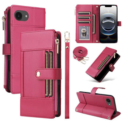 Crossbody Strap RFID Blocking Zipper Wallet Leather Phone Case, For iPhone 16e, For iPhone 16 Pro Max, For iPhone 16 Pro, For iPhone 16 Plus