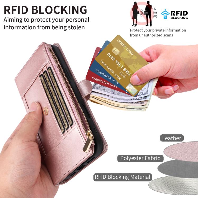 Crossbody Strap RFID Blocking Zipper Wallet Leather Phone Case, For iPhone 15 Pro Max, For iPhone 15 Pro, For iPhone 15 Plus, For iPhone 15