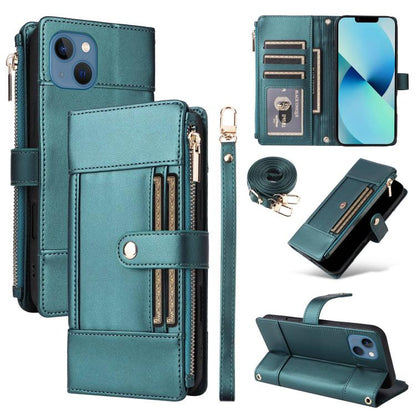 Crossbody Strap RFID Blocking Zipper Wallet Leather Phone Case, For iPhone 15, For iPhone 14 Plus, For iPhone 14 / 13, For iPhone 14 Pro