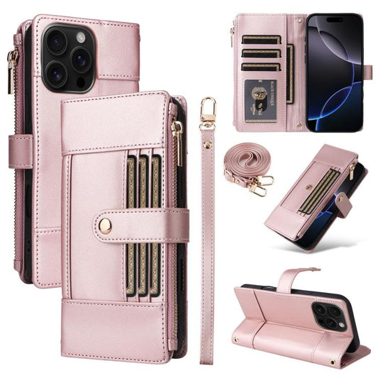 Crossbody Strap RFID Blocking Zipper Wallet Leather Phone Case, For iPhone 14 Pro Max, For iPhone 13 Pro Max, For iPhone 13 Pro, For iPhone 12 / 12 Pro