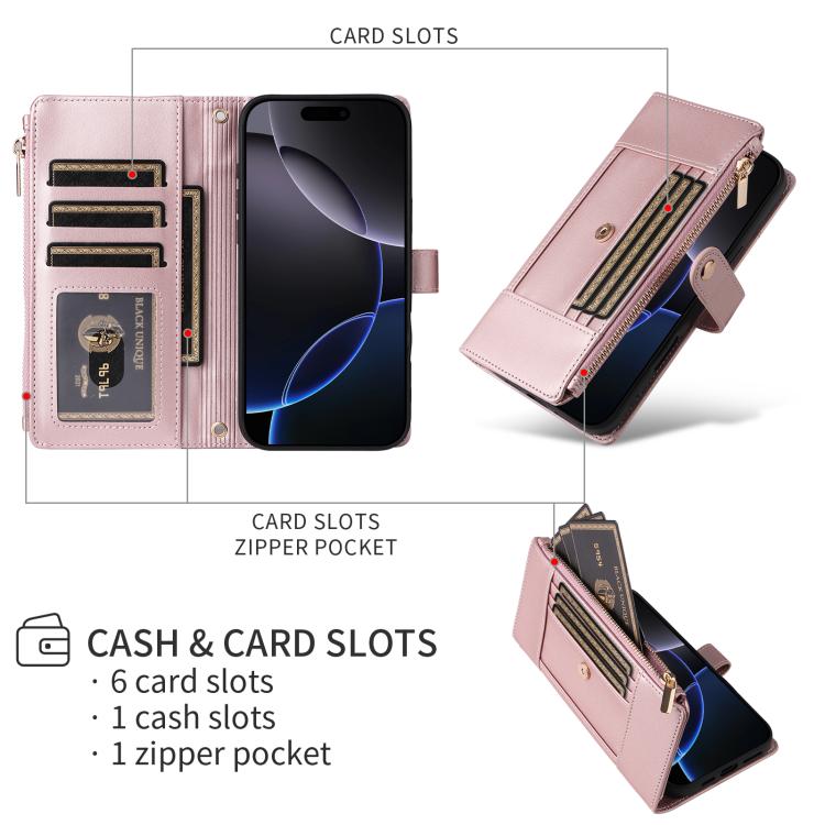 Crossbody Strap RFID Blocking Zipper Wallet Leather Phone Case, For iPhone 14 Pro Max, For iPhone 13 Pro Max, For iPhone 13 Pro, For iPhone 12 / 12 Pro