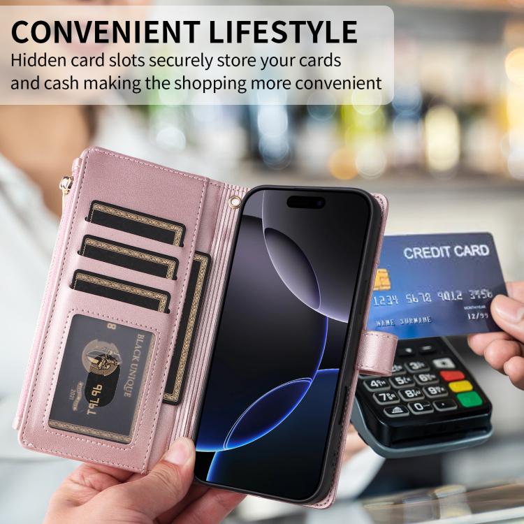 Crossbody Strap RFID Blocking Zipper Wallet Leather Phone Case, For iPhone 14 Pro Max, For iPhone 13 Pro Max, For iPhone 13 Pro, For iPhone 12 / 12 Pro