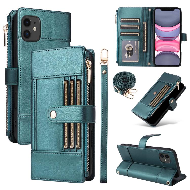 Crossbody Strap RFID Blocking Zipper Wallet Leather Phone Case, For iPhone 12 Pro Max, For iPhone 11 Pro Max, For iPhone 11, For iPhone 11 Pro
