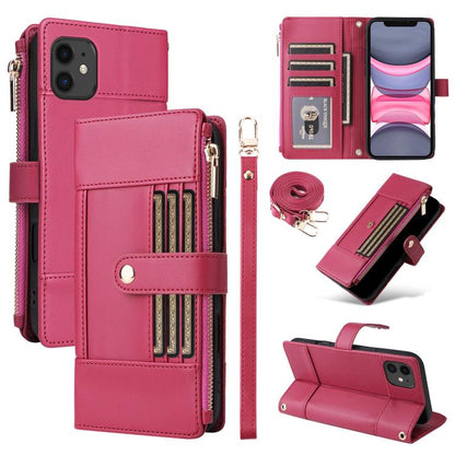 Crossbody Strap RFID Blocking Zipper Wallet Leather Phone Case, For iPhone 11 Pro Max, For iPhone 11, For iPhone 11 Pro