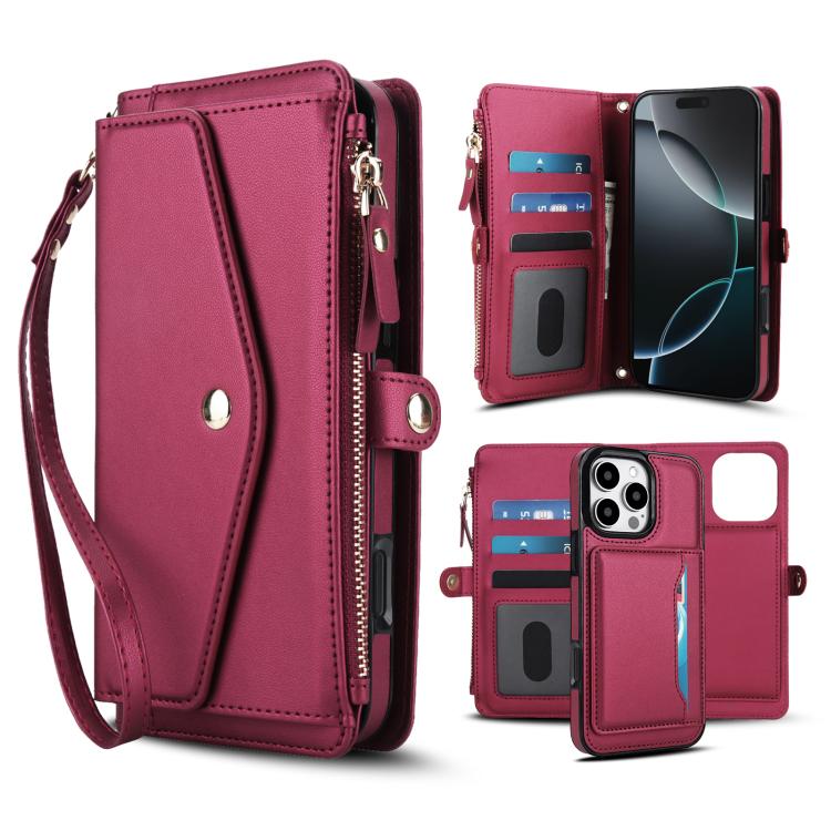 Multifunctional Wallet Detachable Leather Phone Case with Lanyard