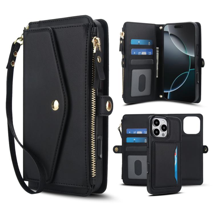 Multifunctional Wallet Detachable Leather Phone Case with Lanyard
